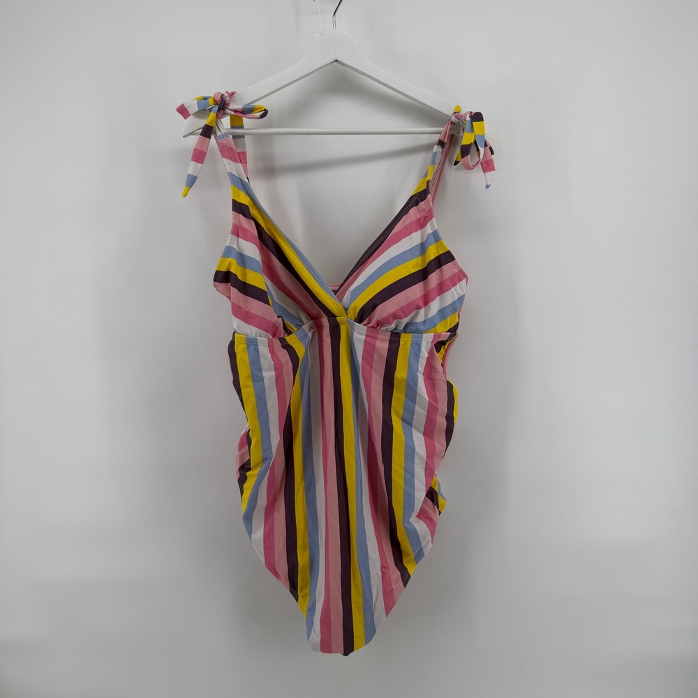 Isabel Maternity Swimsuit Striped Tie Shoulder XL Multicolor Women One Piece